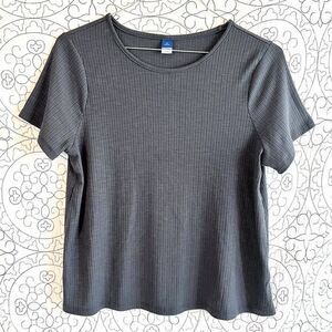 Old Navy Luxe Petite‎ Grey Ribbed Scoop Neck Tshirt M